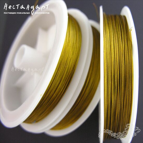 Ювелирный тросик (ланка) Античное золото 0,25 мм (уп. 80 м), изображение 3