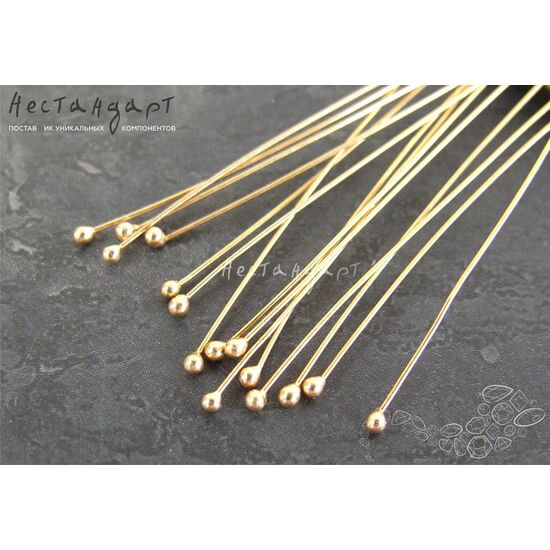 Пин с шариком Vermeil Sterling Silver 62х0,5 мм