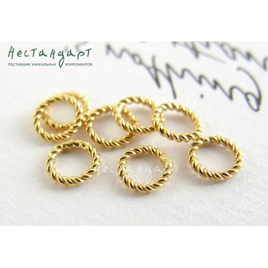 Кольцо витое соединительное паяное Vermeil Sterling Silver 6х1 мм, изображение 2