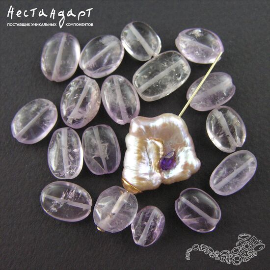 Аметист натуральный Nuggets Oval 8-10x11-15 мм (нить 20 см)