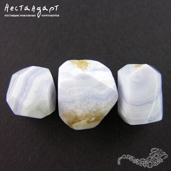 Агат голубой натуральный Geometric Form 18-20х13-15 мм, изображение 2