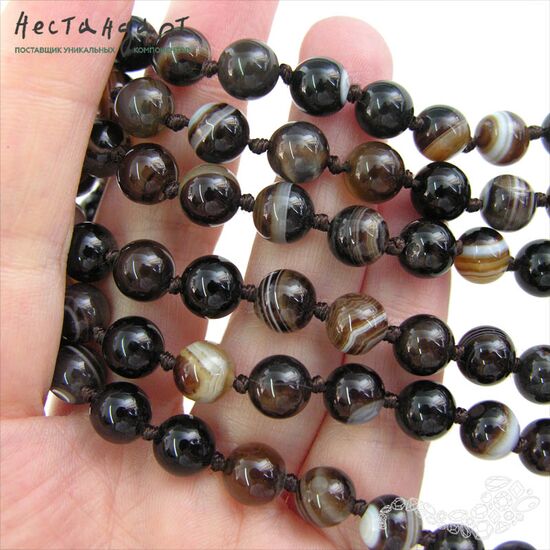 Агат натуральный черный гладкий 8 мм (уп.10 шт.), изображение 3