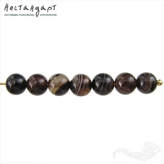 Агат натуральный черный гладкий 8 мм (уп.10 шт.), изображение 4