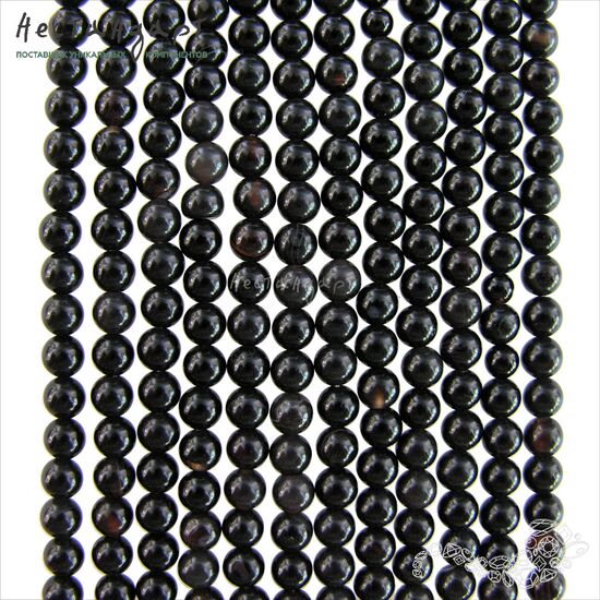 Агат натуральный черный 6-6,5 мм (нить 22 см), изображение 4
