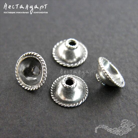 Чашечки для бусин Dome Sterling Silver 8х3,5 мм, изображение 4