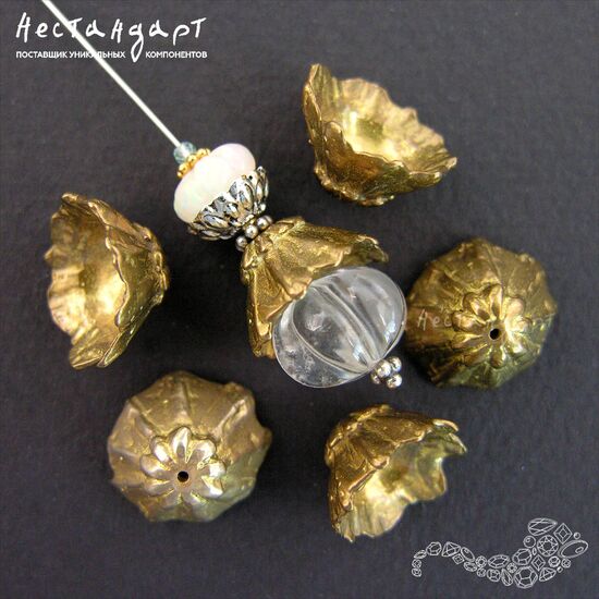 Чашечки для бусин Sweet Pea Flower латунь 15х8 мм, изображение 3