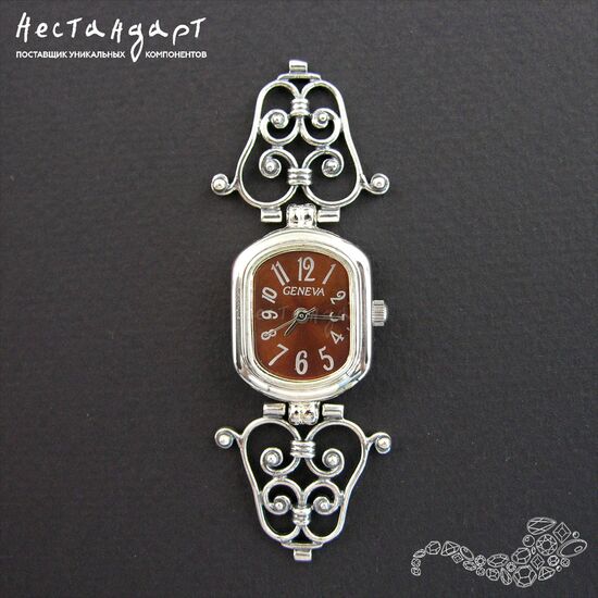 Основа для изготовления часов Geneva CL-8 Chocolate Satin Silver 30x19 мм