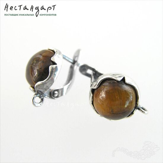 Швензы Solar Silver Plated со вставкой Тигровый Глаз 12 мм (пара), изображение 4