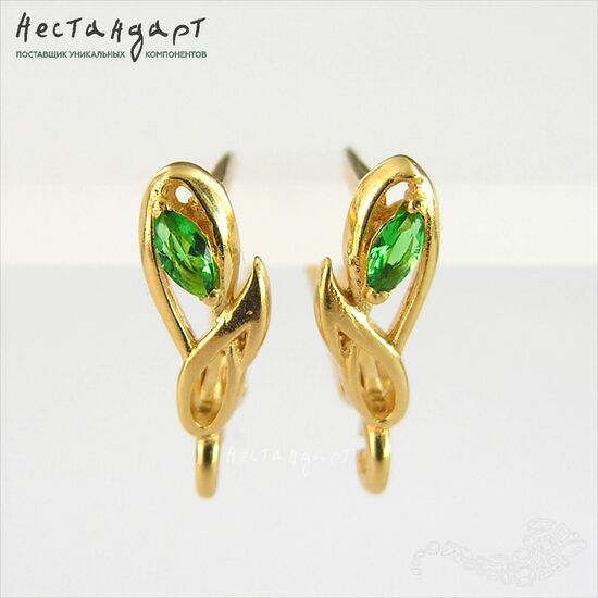 Швензы Fiore Chromdiopside Vermeil Sterling Silver 14,5х5 мм (пара)