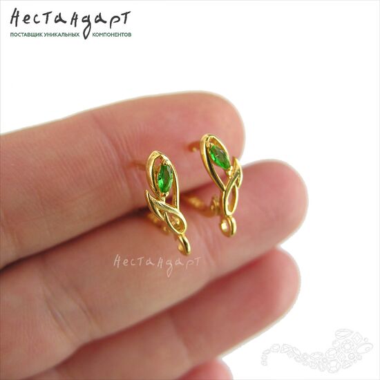 Швензы Fiore Chromdiopside Vermeil Sterling Silver 14,5х5 мм (пара), изображение 2