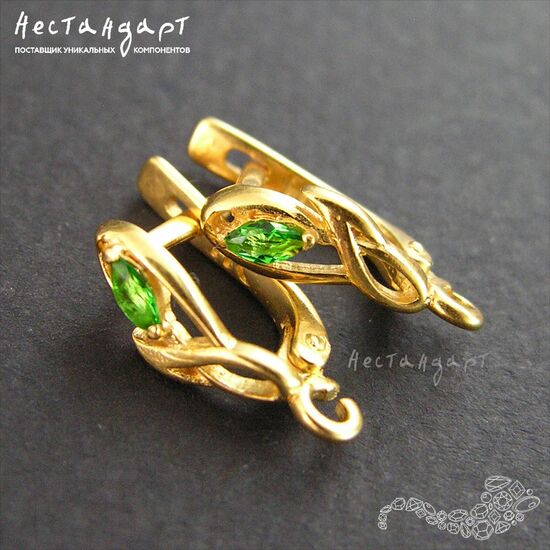 Швензы Fiore Chromdiopside Vermeil Sterling Silver 14,5х5 мм (пара), изображение 3