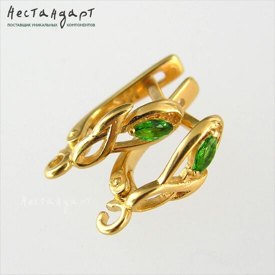 Швензы Fiore Chromdiopside Vermeil Sterling Silver 14,5х5 мм (пара), изображение 4