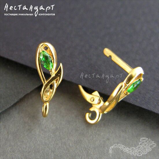 Швензы Fiore Chromdiopside Vermeil Sterling Silver 14,5х5 мм (пара), изображение 5
