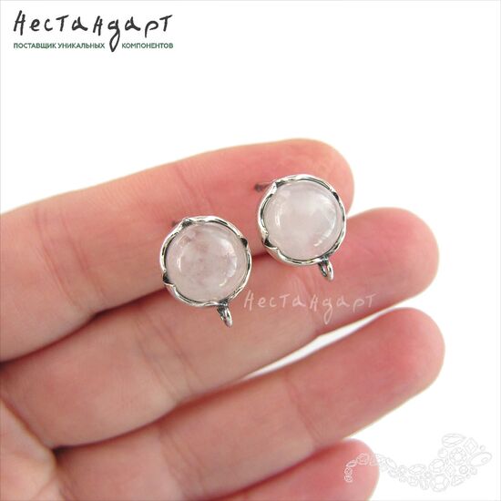 Швензы Solar со вставкой Розовый Кварц Silver Plated 12 мм (пара), изображение 2