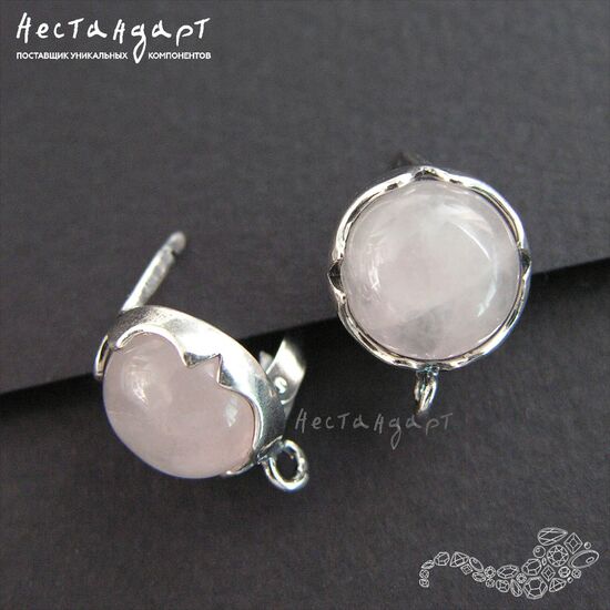 Швензы Solar со вставкой Розовый Кварц Silver Plated 12 мм (пара), изображение 3
