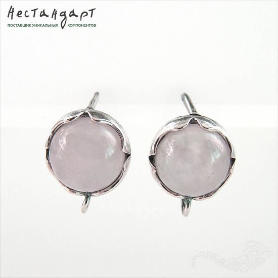 Швензы Solar со вставкой Розовый Кварц Silver Plated 12 мм (пара), изображение 4