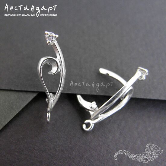 Швензы Vernal Sterling Silver Rhodium Plated 20х6 мм (пара), изображение 3