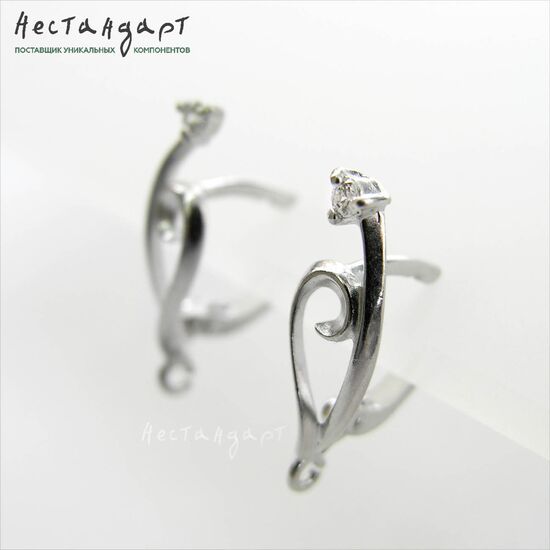 Швензы Vernal Sterling Silver Rhodium Plated 20х6 мм (пара), изображение 4