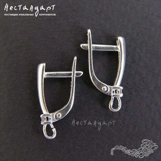 Швензы Neat Sterling Silver Rhodium Plated 17х3 мм (пара), изображение 3