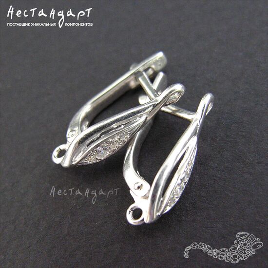 Швензы Quill Sterling Silver Rhodium Plated 18х5 мм (пара), изображение 2