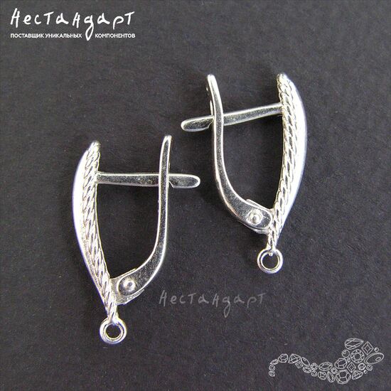 Швензы Epoch Sterling Silver Rhodium Plated 17,5х2,5 мм (пара), изображение 2