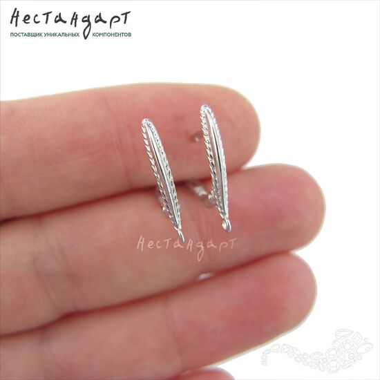 Швензы Epoch Sterling Silver Rhodium Plated 17,5х2,5 мм (пара), изображение 3