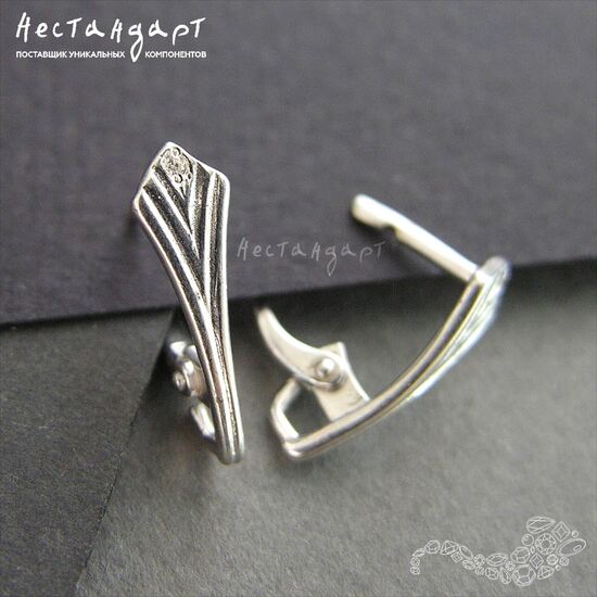 Швензы Dainty Sterling Silver Rhodium Plated 16х5 мм (пара), изображение 3