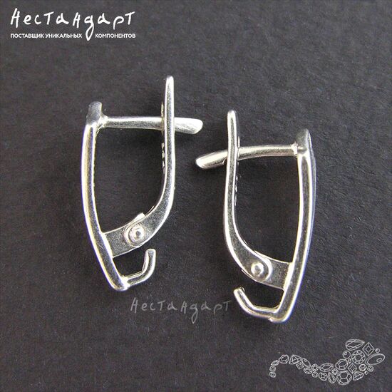 Швензы Dainty Sterling Silver Rhodium Plated 16х5 мм (пара), изображение 5