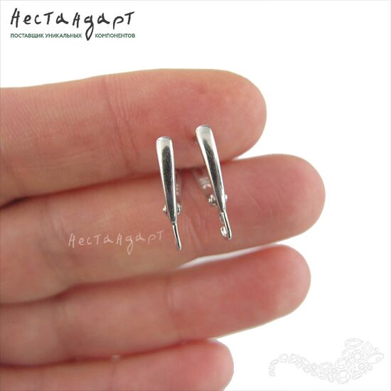 Швензы Brevità Sterling Silver Rhodium Plated 17х2,5 мм (пара), изображение 2