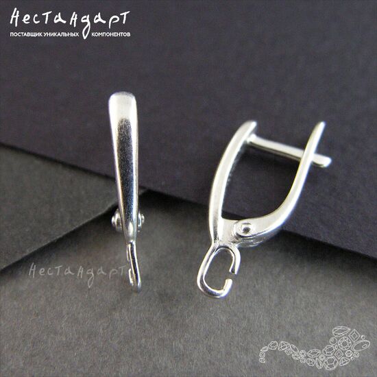 Швензы Brevità Sterling Silver Rhodium Plated 17х2,5 мм (пара), изображение 3