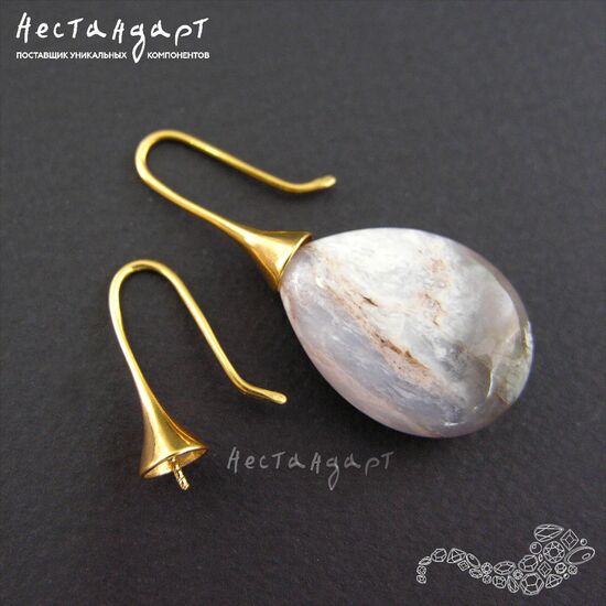 Швензы с чашей и штифтом Torus Vermeil Sterling Silver 21х6.5 мм (пара), изображение 5