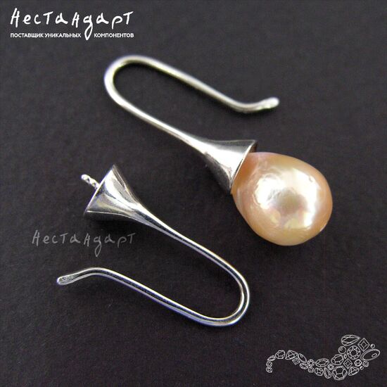 Швензы с чашей и штифтом Torus Sterling Silver Rhodium Plated 21х6.5 мм (пара), изображение 2