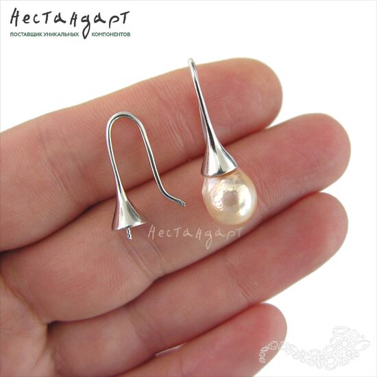 Швензы с чашей и штифтом Torus Sterling Silver Rhodium Plated 21х6.5 мм (пара), изображение 3