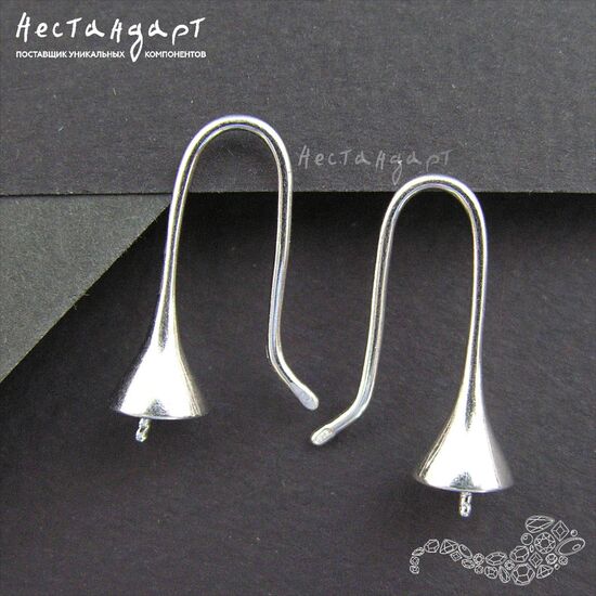 Швензы с чашей и штифтом Torus Sterling Silver Rhodium Plated 21х6.5 мм (пара), изображение 4