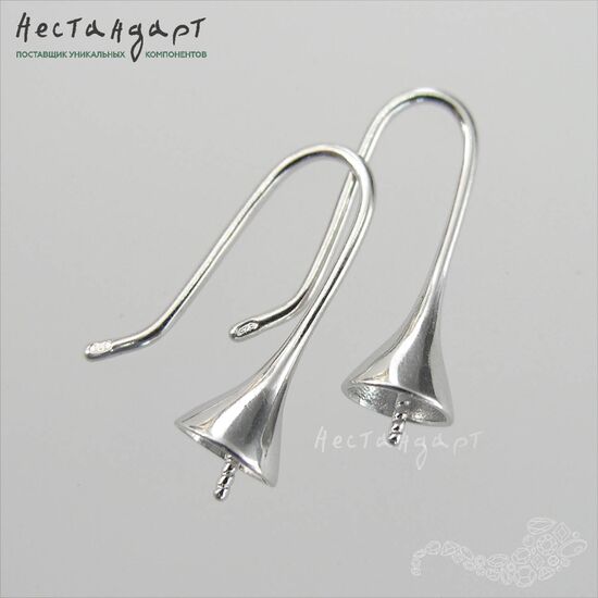 Швензы с чашей и штифтом Torus Sterling Silver Rhodium Plated 21х6.5 мм (пара), изображение 5