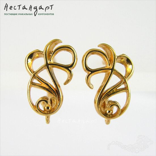 Швензы Calligraphy Vermeil Sterling Silver 13х8 мм (пара)