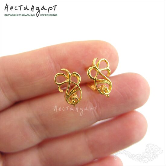 Швензы Calligraphy Vermeil Sterling Silver 13х8 мм (пара), изображение 2