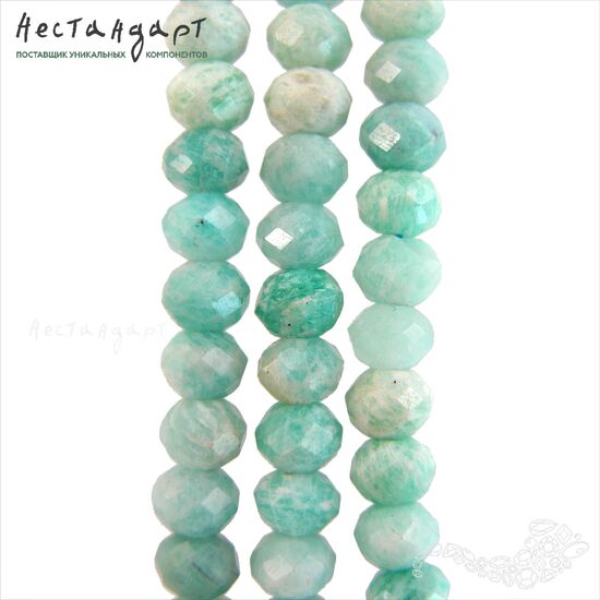 Амазонит натуральный рондель с огранкой 7х5,5 мм (уп. 6 шт.), изображение 2