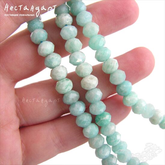 Амазонит натуральный рондель с огранкой 7х5,5 мм (уп. 6 шт.), изображение 3