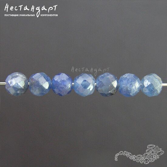 Кианит натуральный шар с огранкой 3,8 мм (уп. 10 шт.), изображение 4