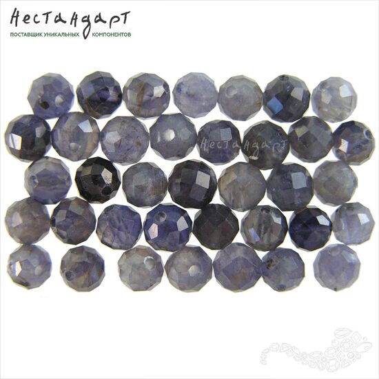 Иолит-кордиерит натуральный шар с огранкой 5,3-6,1 мм (уп. 7 шт.)