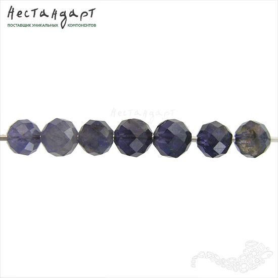 Иолит-кордиерит натуральный шар с огранкой 5,3-6,1 мм (уп. 7 шт.), изображение 4