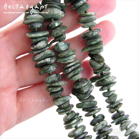 Серафинит натуральный 8-10х2-4 мм (уп. 10 шт.), изображение 3