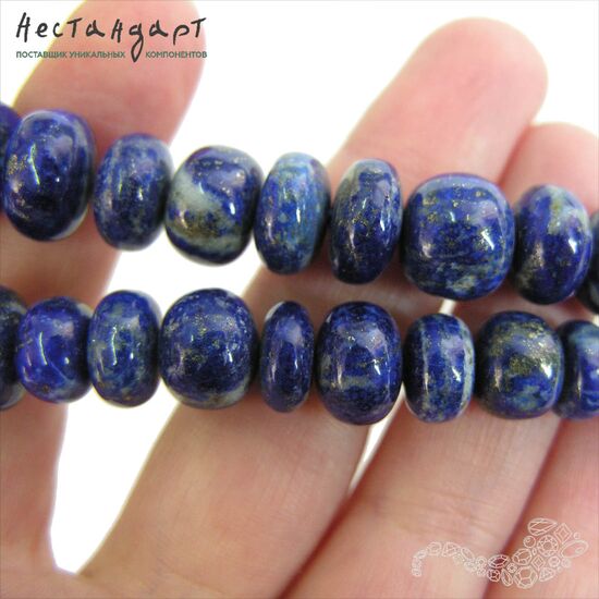 Лазурит натуральный с пиритом рондель 9-13 мм (уп.5 шт.), изображение 2