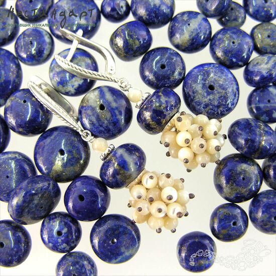 Лазурит натуральный с пиритом рондель 9-13 мм (уп.5 шт.), изображение 6
