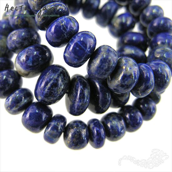 Лазурит натуральный с пиритом рондель 9-13 мм (уп.5 шт.), изображение 7