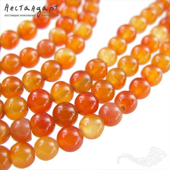 Сердолик натуральный гладкий 6 мм (нить 18 см)