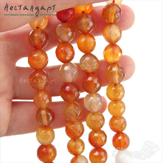 Сердолик натуральный с огранкой 10 мм (уп. 6 шт.), изображение 3