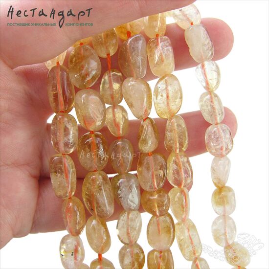 Цитрин натуральный гладкий Sunny Pebbles 12-15 мм (уп.10 шт.), изображение 2