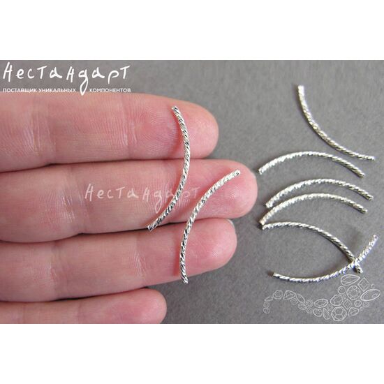 Бусина Tube Sterling Silver 30х1,5 мм, изображение 4